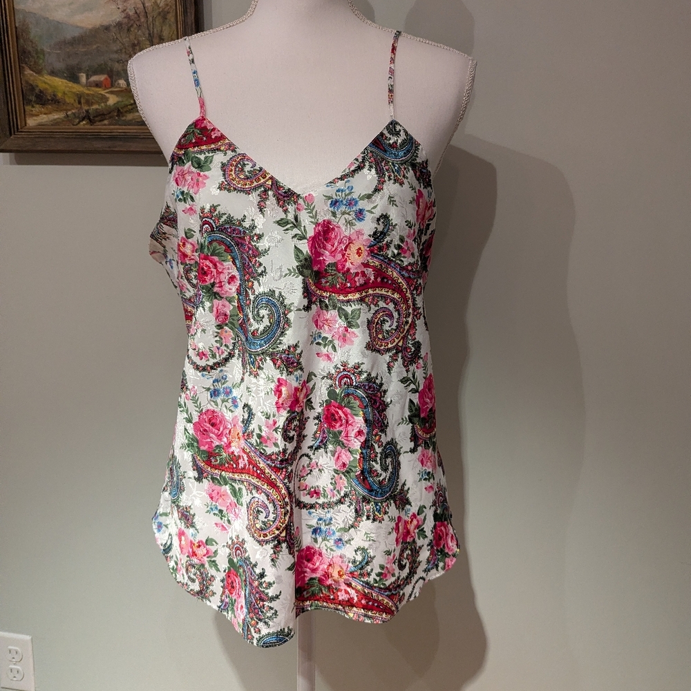 Vtg 90s Erika Taylor Paisley Floral Lingerie Chemise Tank Top Womens Medium 189